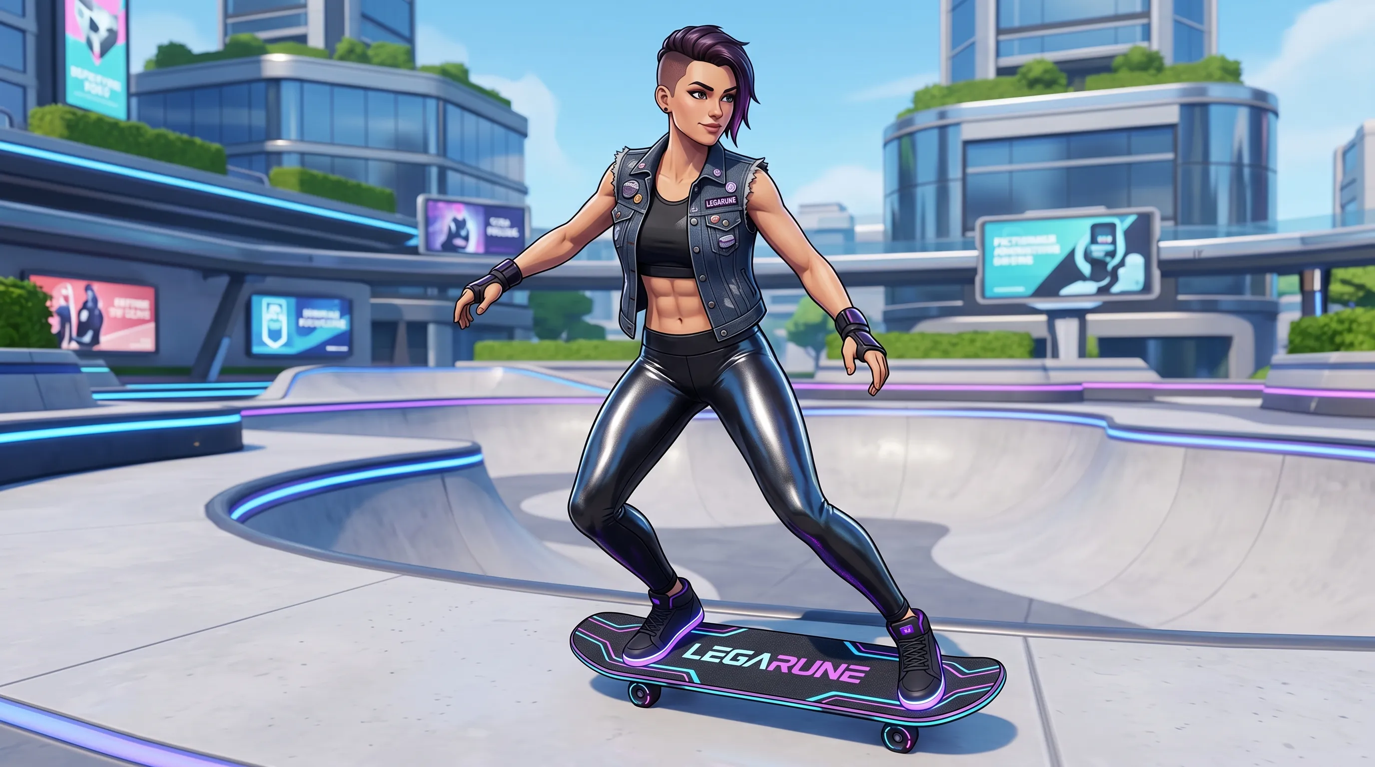 unnamed skateboard character Wearing yoga super shiny foil 202604301946 222