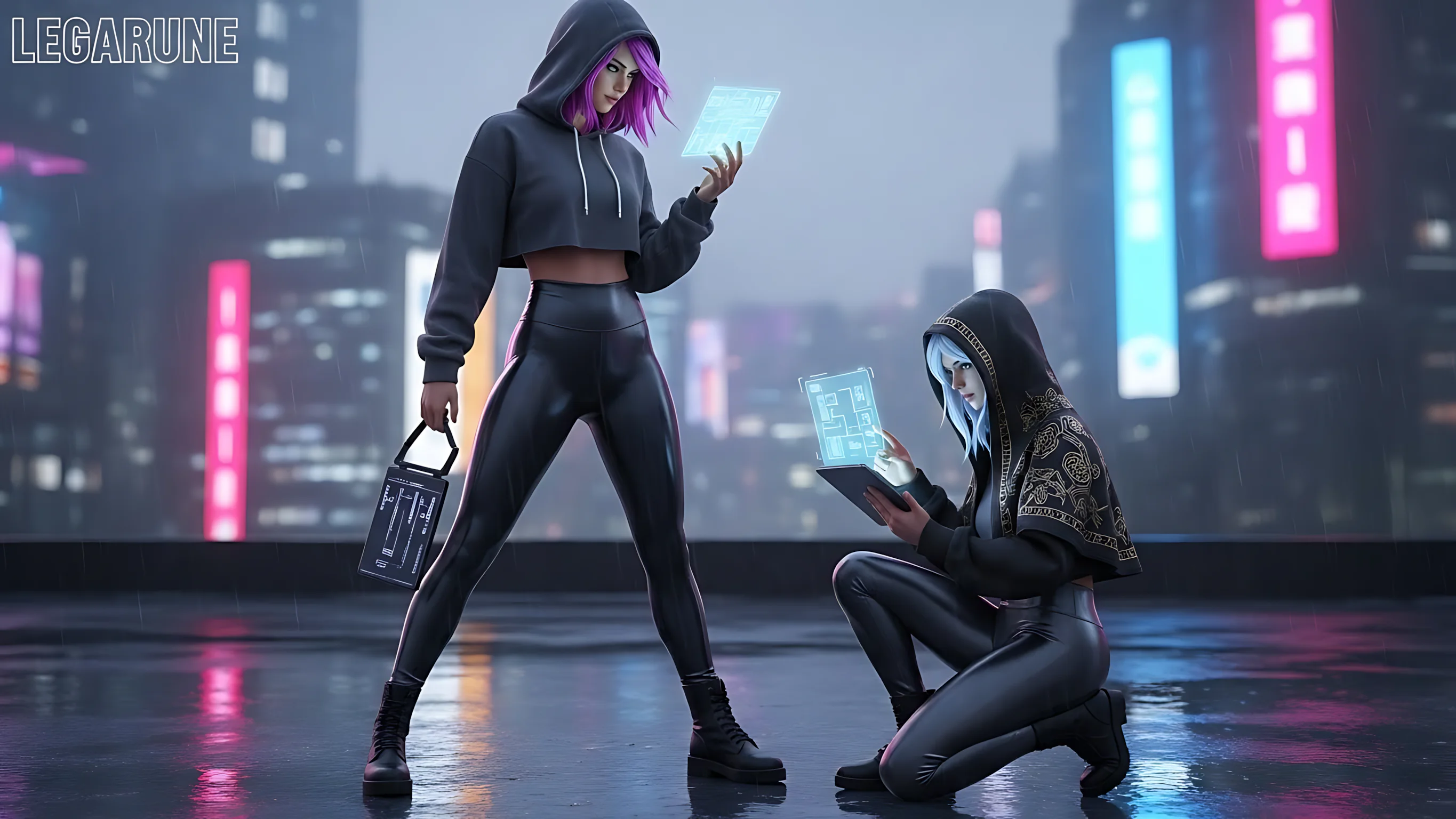 Varis Rhendall: Cyber-Fantasy x Shiny Leggings Concept Art